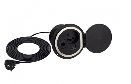 Prize incorporabile - Sambo Box - Priza incorporabila cu incarcator wireless, 1 priza Schuko, 1 port incarcare USB de tip A si un port incarcare USB de tip C pentru telefon