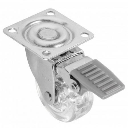 Rotile mobila - Rotila din silicon cu frana, transparenta, D:50 mm