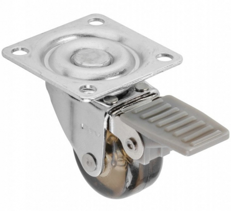 Rotile mobila - Rotila silicon cu frana, fumurie, D:35 mm