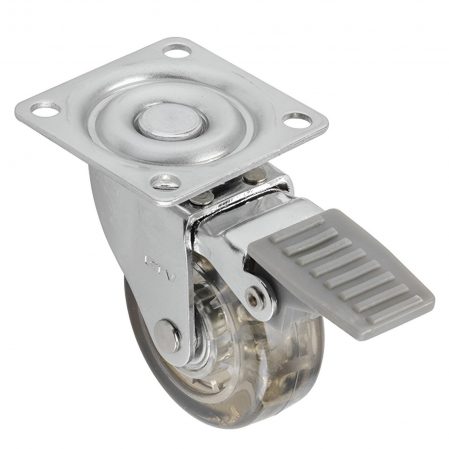 Rotile mobila - Rotila silicon cu frana, fumurie, D:50 mm