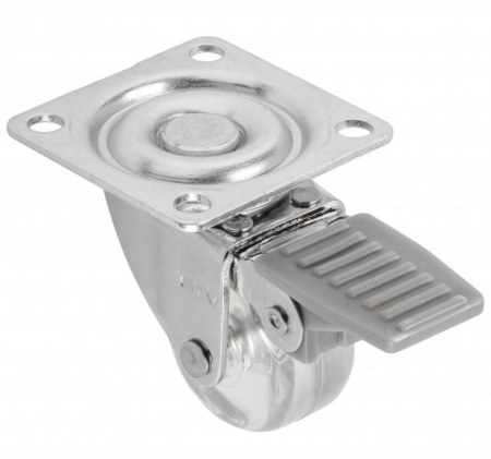 Rotile mobila - Rotila silicon cu frana, transparenta, D:35 mm