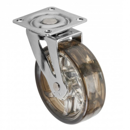 Rotile mobila - Rotila silicon fara frana, fumurie, D:75 mm