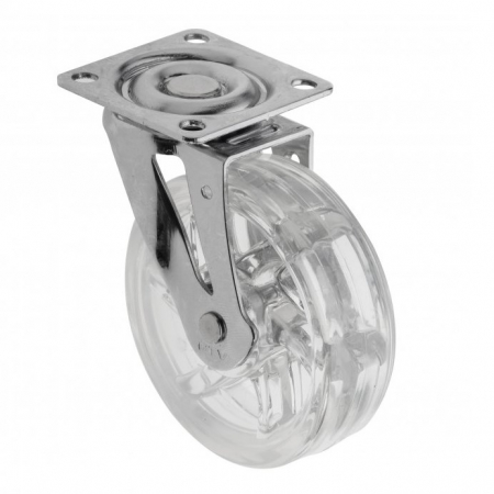 Rotile mobila - Rotila silicon fara frana, transparenta, D:75 mm