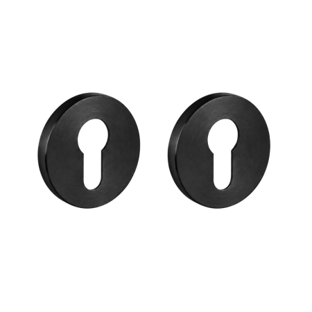Mânere ușă cu cilindru - Brooklyn Viefe - Set 2 rozete rotunde pentru ușă cu cilindru, negru periat, D:55 mm