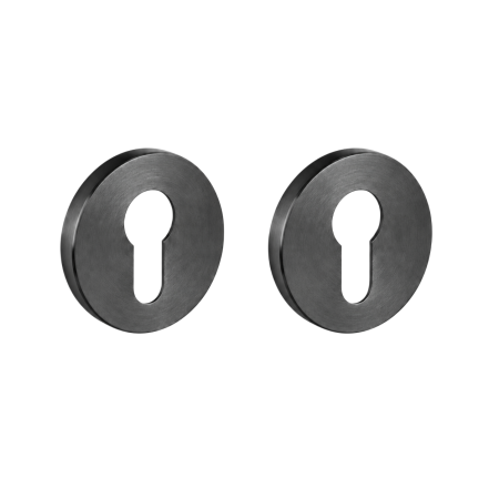 Mânere ușă cu cilindru - Brooklyn Viefe - Set 2 rozete rotunde pentru ușă cu cilindru, negru titan, D:55 mm