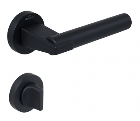 Manere usa baie - Dora Smooth - Set maner usa baie, cu rozeta rotunda, finisaj negru mat CB