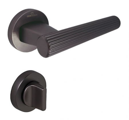 Manere usa baie - Fugi Straight - Set maner usa baie, cu rozeta rotunda, finisaj negru gun metal CB