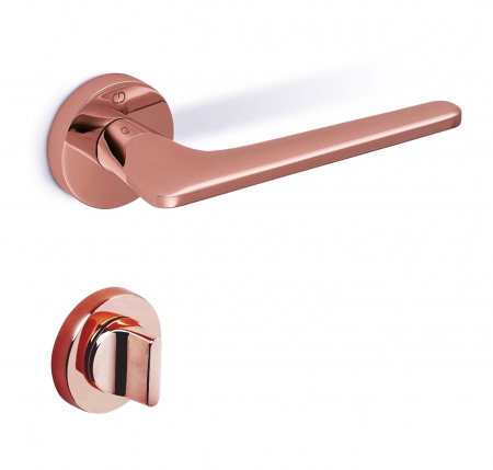 Manere usa baie - Gigi - Set maner usa baie, cu rozeta rotunda, finisaj cupru lucios CB