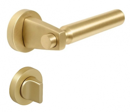 Manere usi - Hana Smooth - Set maner usa baie, cu rozeta rotunda, finisaj alama satin CB