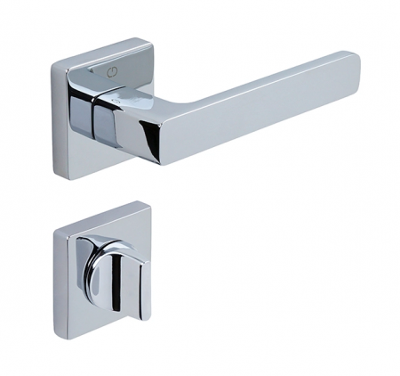 Manere usi - Leta - Set maner usa baie, cu rozeta patrata, finisaj crom lucios CB