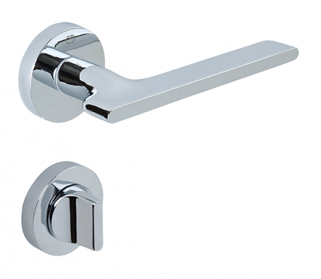 Manere usa baie - Mira - Set maner usa baie, cu rozeta rotunda, finisaj crom lucios CB