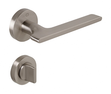 Manere usa baie - Mira - Set maner usa baie, cu rozeta rotunda, finisaj nichel satin CB