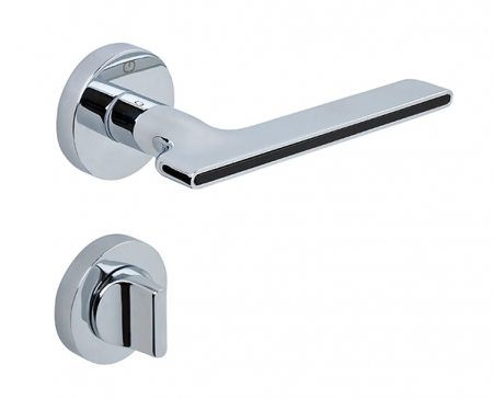 Manere usi - Zara - Set maner usa baie, cu rozeta rotunda, finisaj crom lucios CB