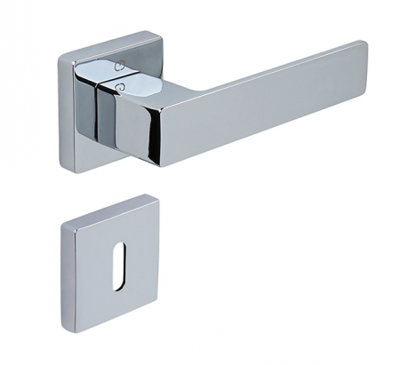 Manere usi - Cube - Set maner usa camera, cu rozeta patrata, finisaj crom lucios CB