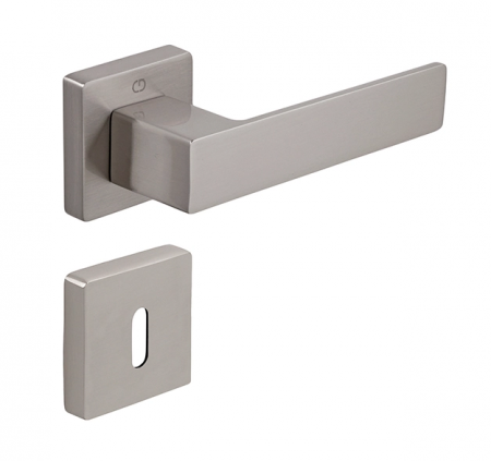 Manere usi - Cube - Set maner usa camera, cu rozeta patrata, finisaj nichel satin CB