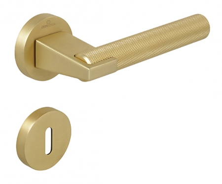 Manere usa camera - Dora Knurling - Set maner usa camera, cu rozeta rotunda, finisaj alama satin CB