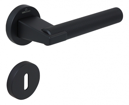 Manere usa camera - Dora Knurling - Set maner usa camera, cu rozeta rotunda, finisaj negru mat CB