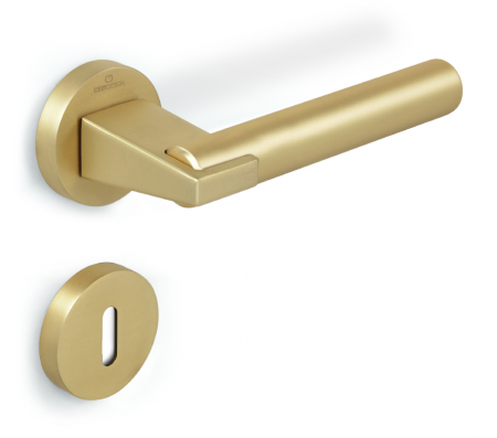 Manere usa camera - Dora Smooth - Set maner usa camera, cu rozeta rotunda, finisaj alama satin CB