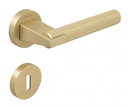 Manere usa camera - Dora Straight - Set maner usa camera, cu rozeta rotunda, finisaj alama satin CB