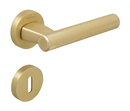 Manere usa camera - Fugi Knurling - Set maner usa camera, cu rozeta rotunda, finisaj alama satin CB