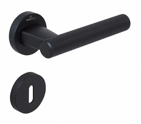 Manere usa camera - Fugi Knurling - Set maner usa camera, cu rozeta rotunda, finisaj negru mat CB