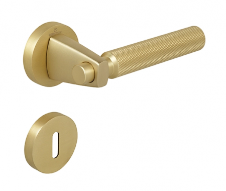 Manere usi - Hana Knurling - Set maner usa camera, cu rozeta rotunda, finisaj alama satin CB