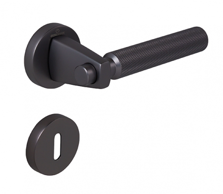 Manere usi - Hana Knurling - Set maner usa camera, cu rozeta rotunda, finisaj negru gun metal CB