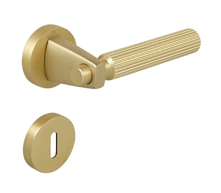 Manere usi - Hana Straight - Set maner usa camera, cu rozeta rotunda, finisaj alama satin CB