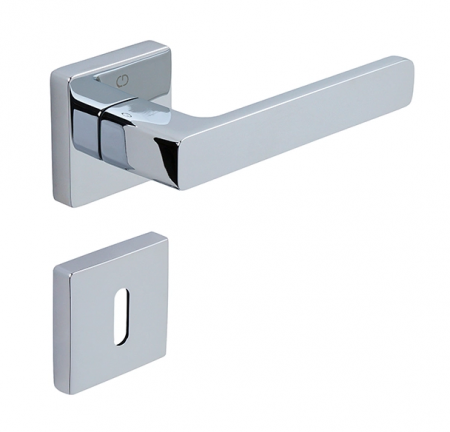 Manere usi - Leta - Set maner usa camera, cu rozeta patrata, finisaj crom lucios CB