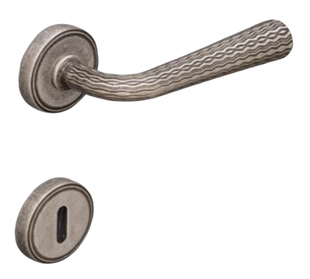 Manere usa camera - Lina - Set maner usa camera, cu rozeta rotunda, finisaj argint antichizat CB