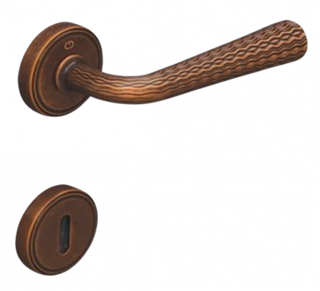 Manere usa camera - Lina - Set maner usa camera, cu rozeta rotunda, finisaj cupru antichizat CB