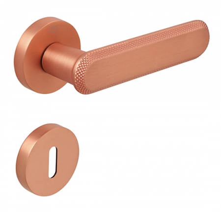 Manere usa camera - Nola - Set maner usa camera, cu rozeta rotunda, finisaj cupru satin periat CB