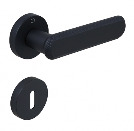 Manere usa camera - Nola - Set maner usa camera, cu rozeta rotunda, finisaj negru mat CB