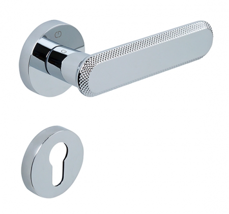 Manere usa cu cilindru - Nola - Set maner usa cu cilindru, cu rozeta rotunda, finisaj crom lucios CB