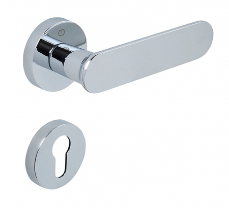 Manere usa cu cilindru - Ova - Set maner usa cu cilindru, cu rozeta rotunda, finisaj crom lucios CB