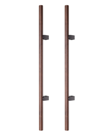 FERONERIE ȘI ACCESORII UȘI - Set manere spatiale double Kumo Wood Big One, finisaj nuc / negru titan, L:1596 mm
