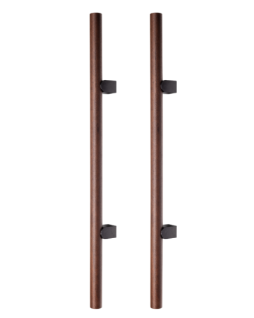 FERONERIE ȘI ACCESORII UȘI - Set manere spatiale double Kumo Wood Big One, finisaj nuc / negru titan, L:878 mm
