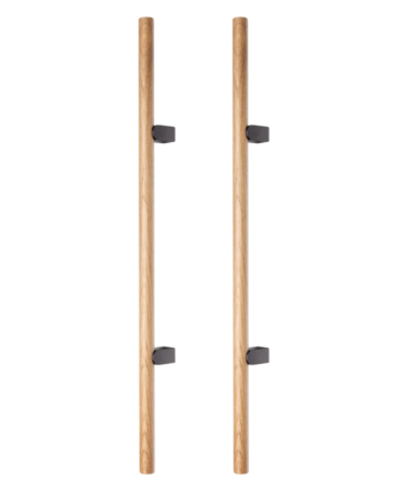 FERONERIE ȘI ACCESORII UȘI - Set manere spatiale double Kumo Wood Big One, finisaj stejar / negru titan, L:1596 mm