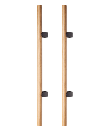 FERONERIE ȘI ACCESORII UȘI - Set manere spatiale double Kumo Wood Big One, finisaj stejar / negru titan, L:878 mm