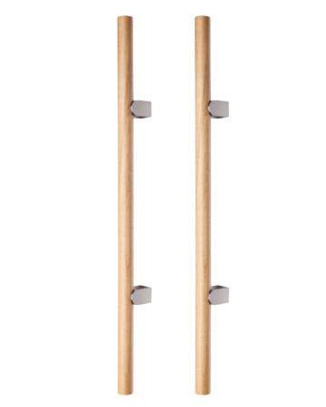 FERONERIE ȘI ACCESORII UȘI - Set manere spatiale double Kumo Wood Big One, finisaj stejar / otel inoxidabil, L:878 mm