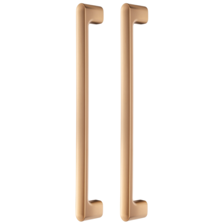 Mânere & Accesorii uși - Set manere spatiale double Luv Big, finisaj alama cava periata, L:419 mm