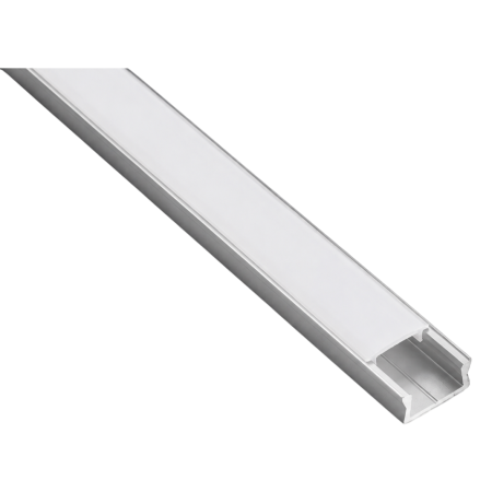 Profil bandă led - Set profil LED aplicat GLAX MINI GTV, din aluminiu, argintiu, cu dispersor opac, 2 m