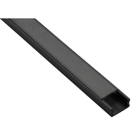 Profil bandă led - Set profil LED aplicat Glax Mini GTV, din aluminiu, negru mat, cu dispersor negru, 3 m