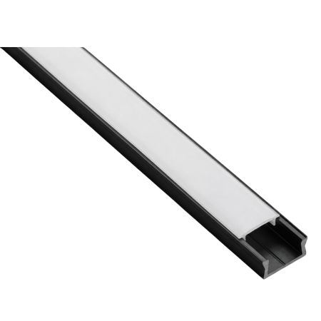 Profil bandă led - Set profil LED aplicat Glax Mini GTV, din aluminiu, negru mat, cu dispersor opac, 3 m
