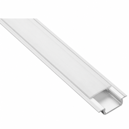 Sisteme LED pentru mobilă - Set profil LED încastrat GLAX GTV, din aluminiu, alb, cu guler lateral și dispersor alb mat, 2 m