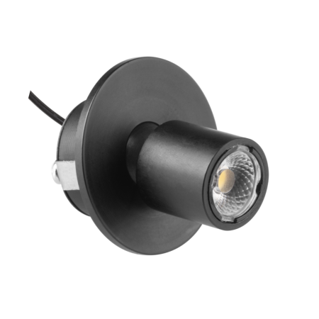 Sisteme LED pentru mobilă - Spot LED încastrat Point Mini GTV pentru mobilier, reglabil, lumină caldă, 0,5W, 12V, IP20, negru
