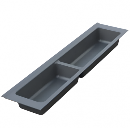 Accesorii mobilă - Suport modular organizare tacâmuri, cu două compartimente, antracit, montaj în sertar, 107x480 mm