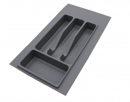 Organizatoare sertare - Suport organizare tacamuri, gri metalizat, pentru latime exterioara corp 350 mm, montabil in sertar de bucatarie