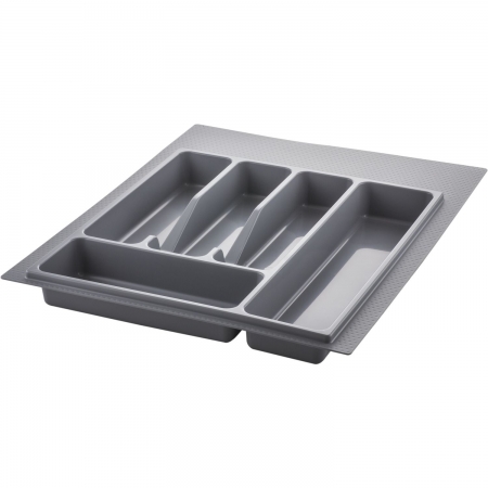 Organizatoare sertare - Suport organizare tacamuri, gri metalizat, pentru latime exterioara corp 450 mm, montabil in sertar de bucatarie