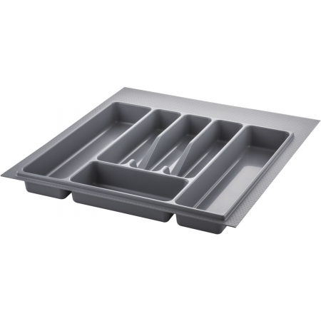 Organizatoare sertare - Suport organizare tacamuri, gri metalizat, pentru latime exterioara corp 550 mm, montabil in sertar de bucatarie